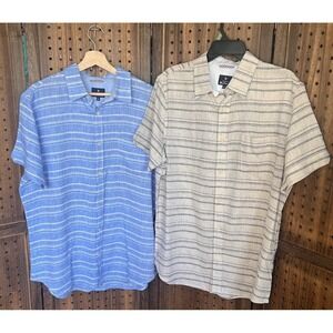 Ben Sherman Casual Button Down Dress Shirt 2 Piece Lot Men's Size Large Stripes
